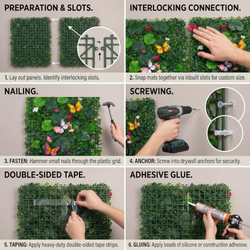 Image of Dekorly Artificial Grass Wall Panels | Indoor Outdoor Decoration | Garden, Floor, Balcony Home Decoration | Vertical Garden Artificial Wall Plants (Butterfly Mat, 58cm x 40cm)