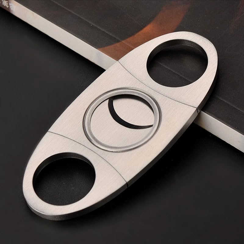 Cigar Cutter Stainless Steel Pocket Double Trimmer - Manual Preparation Scissors, Portable Travel Desktop Accessory Household Tool