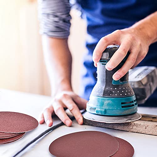 125 mm schuurpapier (40/80/120/240), 125 mm schuurschijven voor excentrische schuurmachine, 5 inch klittenband-schuurbladen voor houtmaterialen, spaanplaat, metaal (80 stuks, zonder gaten) - Afbeelding 7