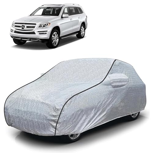 Image of Sulfar 100% Waterproof Car Body Cover Compatible with Mirror for Mercedes Benz GL (Triple Stitched, Full Bottom Elastic, Magic Silver with Black Piping)