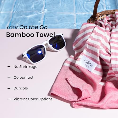Image of Mush Grab & Go Bamboo Travel Towel | 100% Bamboo Bath Towel for Beach, Hiking & Gym Towel for Men Workout | Quick Dry & Compact Towels with Travel Bag | 60x120 cms, 250GSM | Pack of 2 (Red & Grey)
