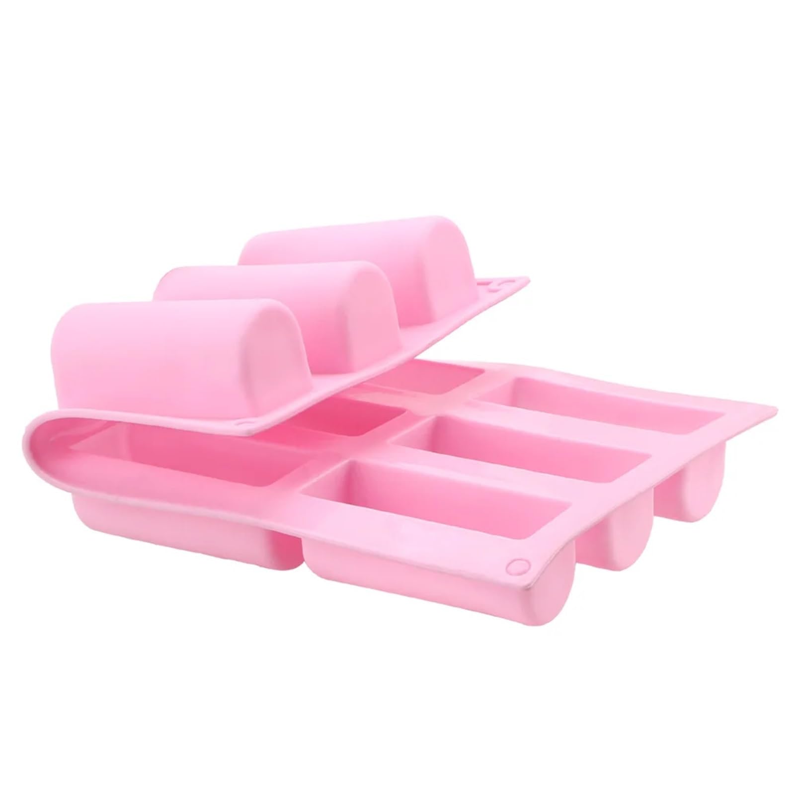 2 Stück halbzylindrische, streifenförmige Kuchenformen aus Silikon for DIY-Fondant-, Mousse- und Zuckerpastenkuchen, 9 Löcher Für Schokolade,Praline(Pink)