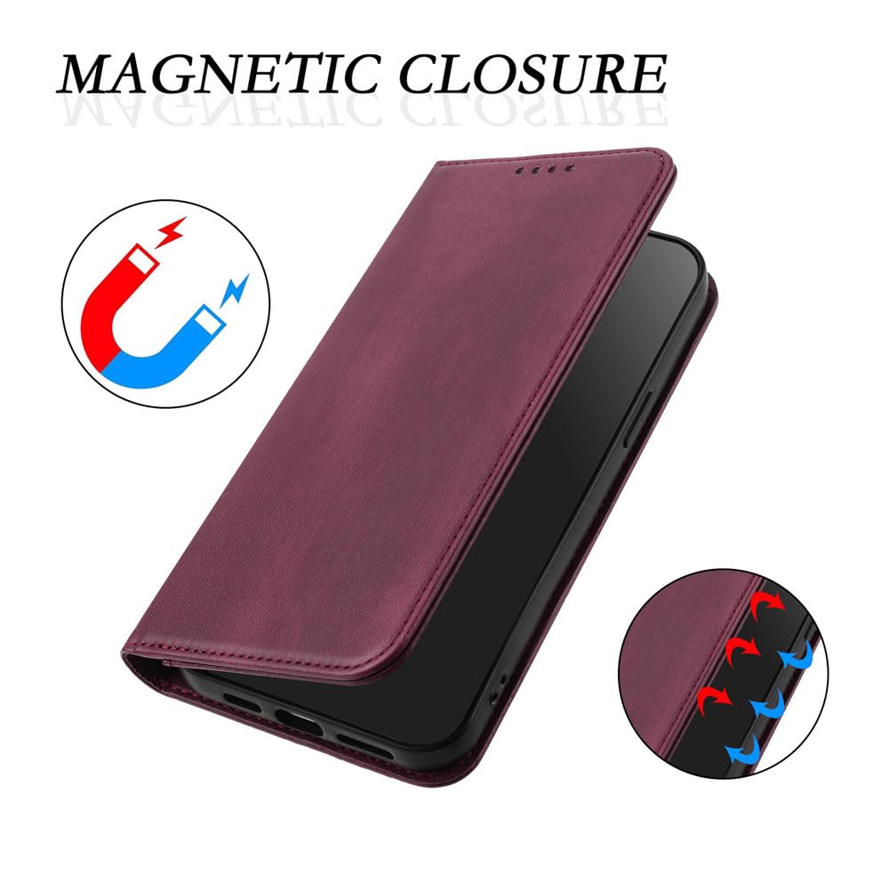 FANFO Custodia per Oukitel C33 Cover, [Chiusura Magnetica] Anticaduta e Antimpronta, Cover in Pelle PU Stile Portafoglio Folio. Red