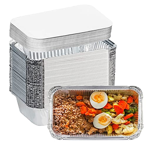 HeaHap 30 Stück Grill Aluschalen, Alu Grillschalen, Grillschale mit Kartonabdeckung, Kleiner Lebensmittelbehälter zum Grillkochen Cover