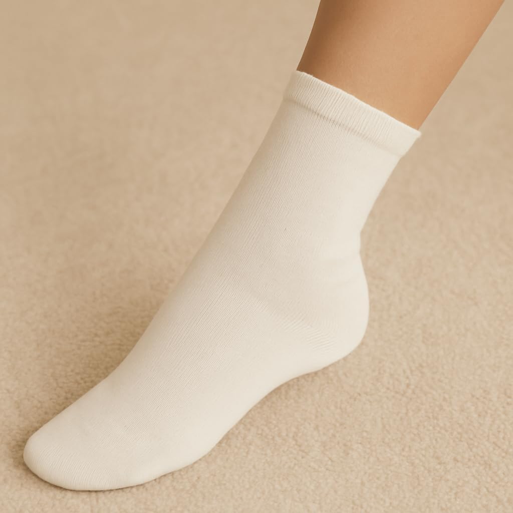 100% Cotton Crew Socks for Women (6-Pack) – Pure Natural Cotton Womens Crew Socks – Soft Daily Casual Socks