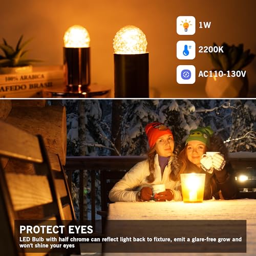 Image of G40 LED Low Watt Light Bulbs Warm Glow E26 Amber 1W 10 Watt Light Bulb,Low Lumen Light Bulb Small Edison Short Dim Light Bulbs for Lamp,Bedroom (Amber Spiral Filament 2200K, 15 Count)
