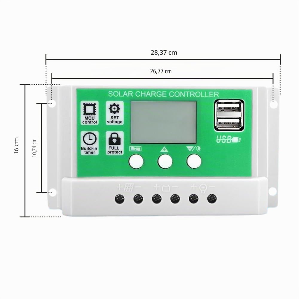 Kit de panel solar de 20 vatios 12 voltios, panel solar monocristalino + controlador de carga PWM de 20 A + clips para batería, 22% de alta eficiencia para RV, botes, remolque, sistema aislado