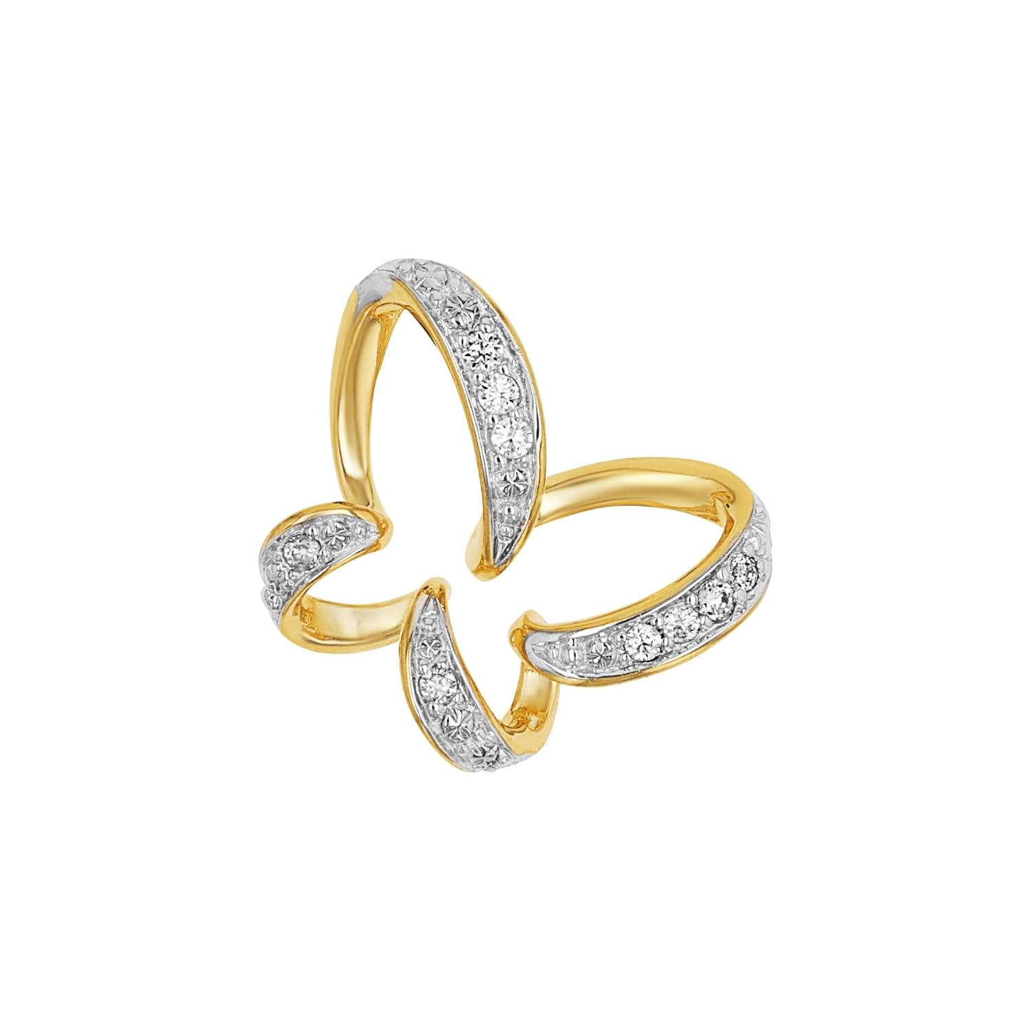 Amor Motivanhänger Gold 375/9ct Damen Anhänger, mit Zirkonia synth., 1,5 cm, Weiß, Schmetterling, Kommt in Schmuck Geschenk Box, 2039197