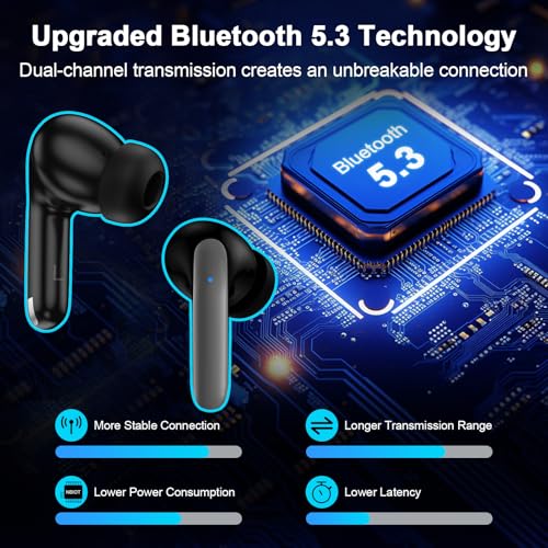 Samsung Wireless Headphones Bluetooth Ear Buds for Samsung Galaxy A17 A16 A36 S25 Ultra S24 S23 S22 S21 Bluetooth 5.3 Earbuds with Mic Noise Cancelling in Ear Earphones 60H Playback with LED Display - Image 3