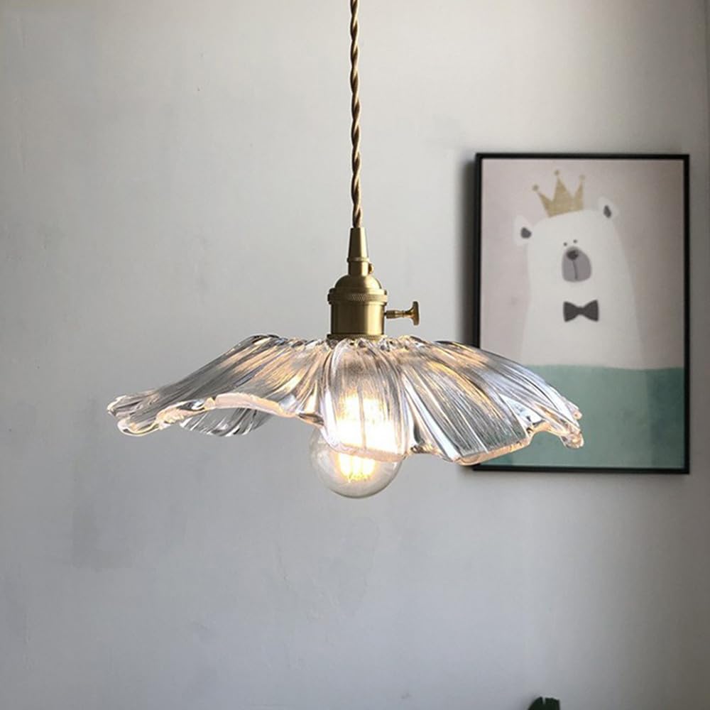 Kreatywna szklana lampa wisząca w kształcie kwiatu Klosz przezroczysta szklana lampa wisząca Świecące oświetlenie wewnętrzne Korytarz, alejki Kuchnia wisząca lampa sufitowa z regulowanym kablem