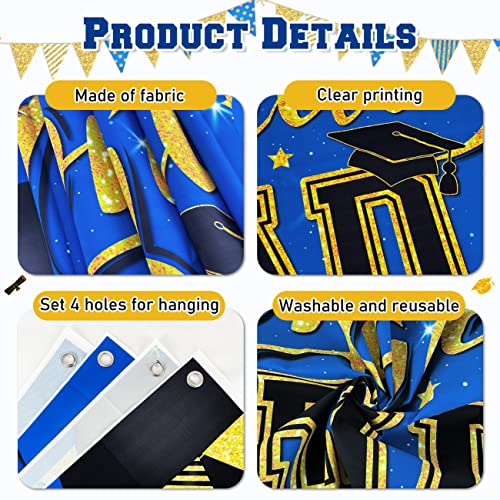 Image of Graduation Decorations Class of 2024 Blue and Gold Graduation Party Supplies Balloon Arch Kit Balloon Boxes Grad Banner for High School College Graduation Party Decor