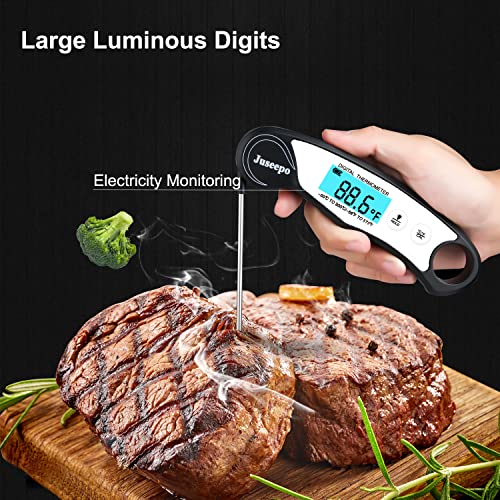 Juseepo Digital Instant Read Meat Thermometer, 2S Best Ultral Fast Waterproof Digital Grill Thermometer,Kitchen Food Thermometer For Bbq,Cooking,Baking,Beef,Liquid,Smoked (White) #TOP3