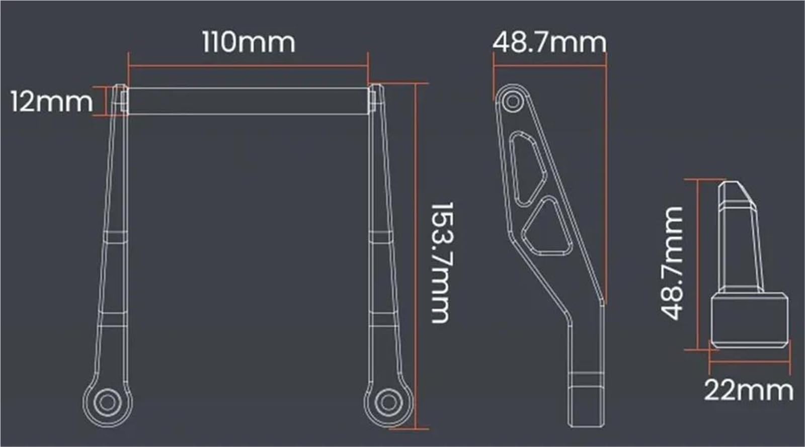 Kit Traversa Per Supporto Navigatore Moto Per BMW R1300GS R 1300 GS ADV 2023-2025 Per Satellitare E Smartphone Supporto dispositivo mobile fisso(Nero,22mm)