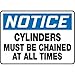 Accuform MCPG801VP, 10" x 14" Plastic Sign: "Cylinders Must Be Chained at All Times", Pack of 15 pcs