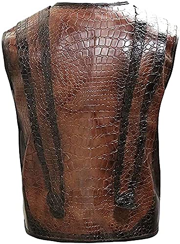 Mens Dundee Vest crocodile style Brown Faux Leather Vest (XL)3