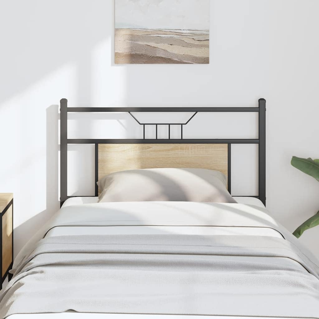 vidaXL Testiera di Ricambio Rovere Sonoma 80 cm in Legno Multistrato e Acciaio, Testata, Testata Singola, Testata per Letto Singolo, testiera Singola