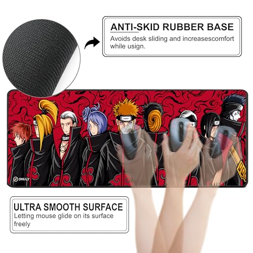 Image of Akatsuki Anime Mouse Pad 12x32 Inch 3mm Extended Gaming Desk Mat with Anti-Slip Rubber Base Mousepad for Smooth Surface Desk pad for PC & Laptop Use Waterproof & Stiched (Multicolour) Deskpad