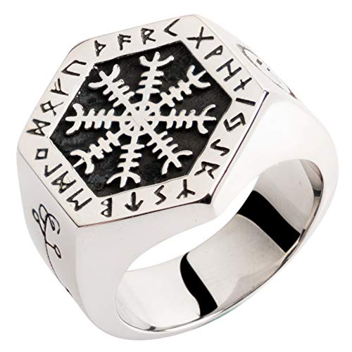 Anello Aegishjalmur Helm of Awe in Acciaio