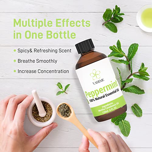 Asakuki Peppermint Oil Essential Oil, 4 Fl. Oz Natural Grade Oils For Diffuser, Home, Candle & Soap Making, Yahime Infinite Series #TOP4