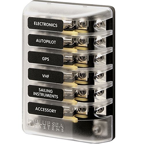 AMRB-5015 Blue Sea ST Glass Fuse Block with Negative Bus 6 Circuit