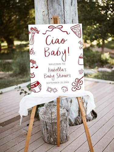 Italian Ciao Baby Shower Welcome Sign, Italian Theme Baby Shower