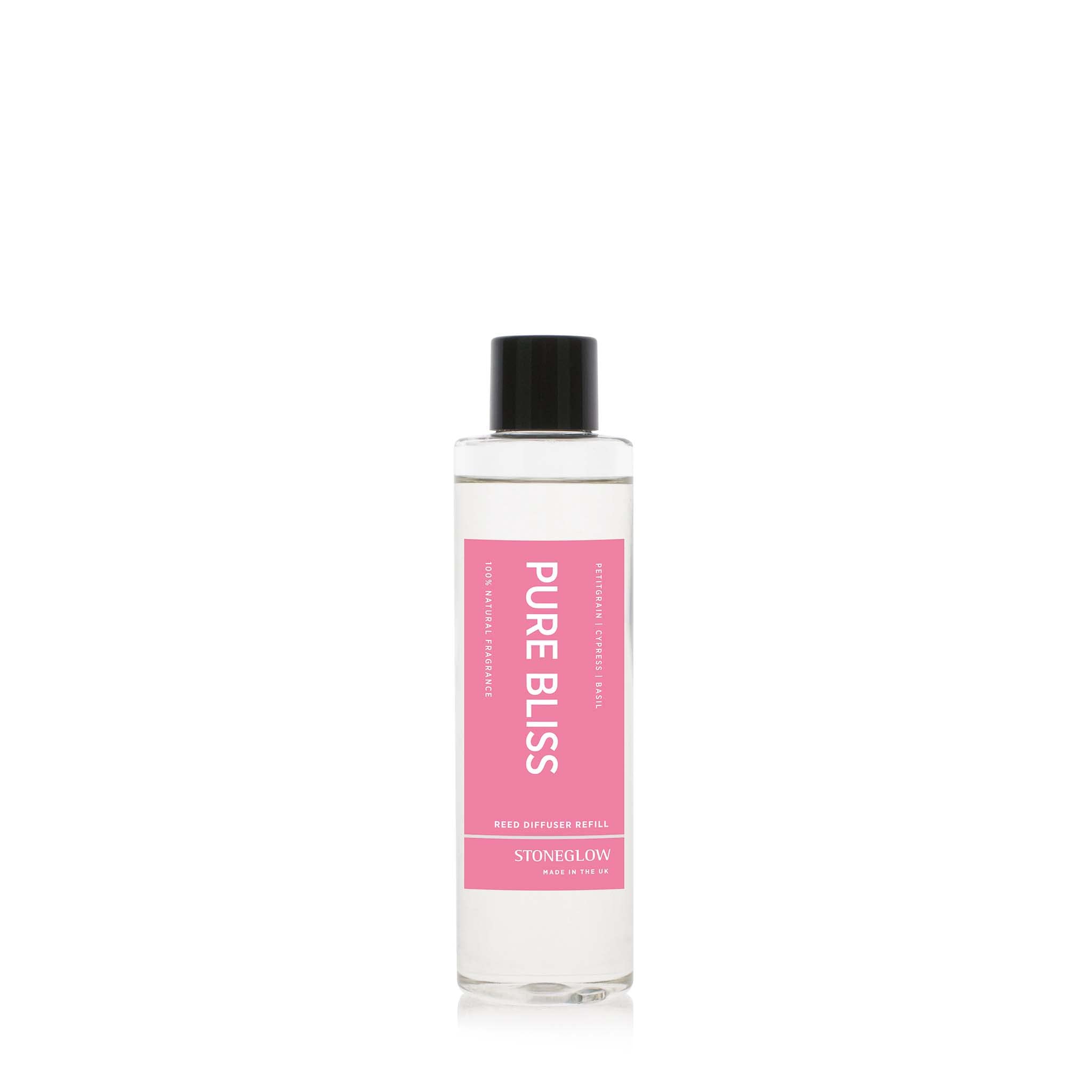 Stoneglow Pink Wellbeing Collection - Pure Bliss 210Ml Scented Reed Diffuser Refill - Petitgrain, Cypress, Basil (Pink)