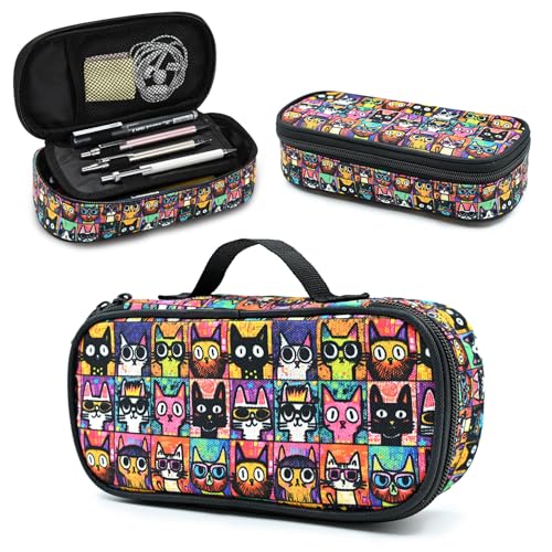 thmnj Cat Pencil Case Pencil Bag Big Capacity Pencil Pouch School Office Organizer Stationery Storage Box for Kids Girls Boys