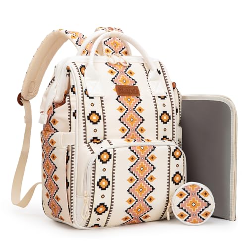 Image of Montana West Wrangler Diaper Bag Backpack Aztec Travel Backpack Purses Western Multi-Function Baby Bags for Mom with Waterproof Insulated Pockets