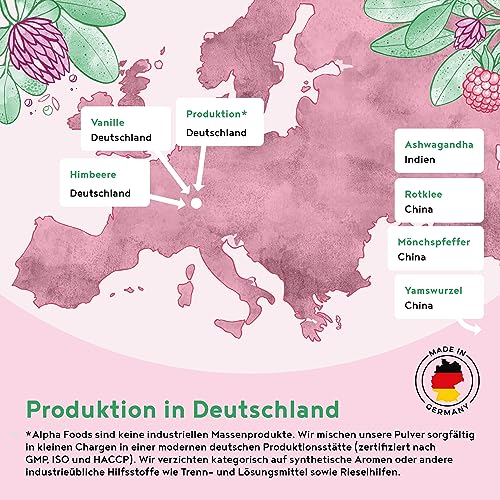 Balance Elixier - Mönchspfeffer (agnus castus), Yamswurzel, Myo Inositol & Vitamin B6 zur Regulation der Hormontätigkeit - Ergänzungsmittel für Frauen - Vanille-Himbeer Geschmack - 300g - 50 Portionen