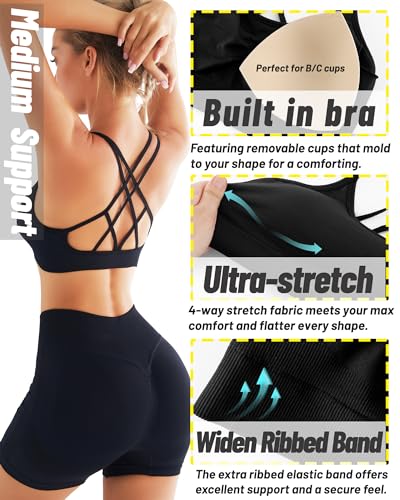 Image of RUNNING GIRL Sports Bras for Women 3Pack Strappy Bra