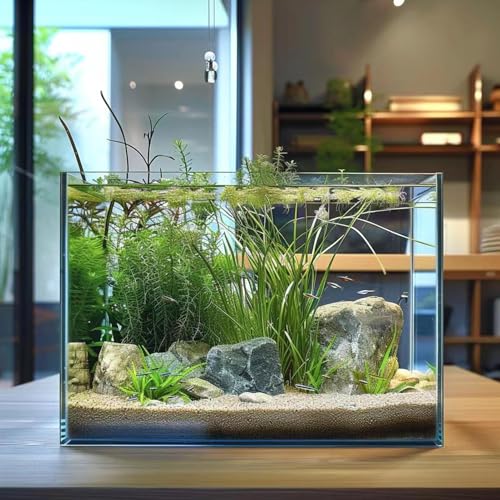 Image of Vimvins 3 Gallon Glass Fish Tank, Easy to Maintain Small Aquarium for Betta /Goldfish /Snails /Shrimp and Aquatic Planting.