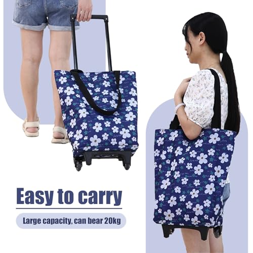 Robuste, wasserdichte Einkaufstrolley-Tasche auf Rädern – leichte Einkaufswagentasche für einfache Lagerung, perfekt für Supermärkte und Gemüse und praktisch – Bild 8