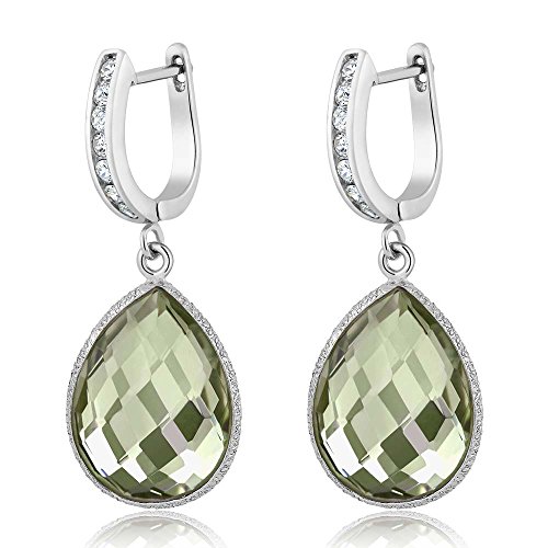 Gem Stone King Gorgeous Green Prasiolite 925 Sterling Silver Dangle Earrings (14.00 cttw, 16X12MM Pear Shape)3