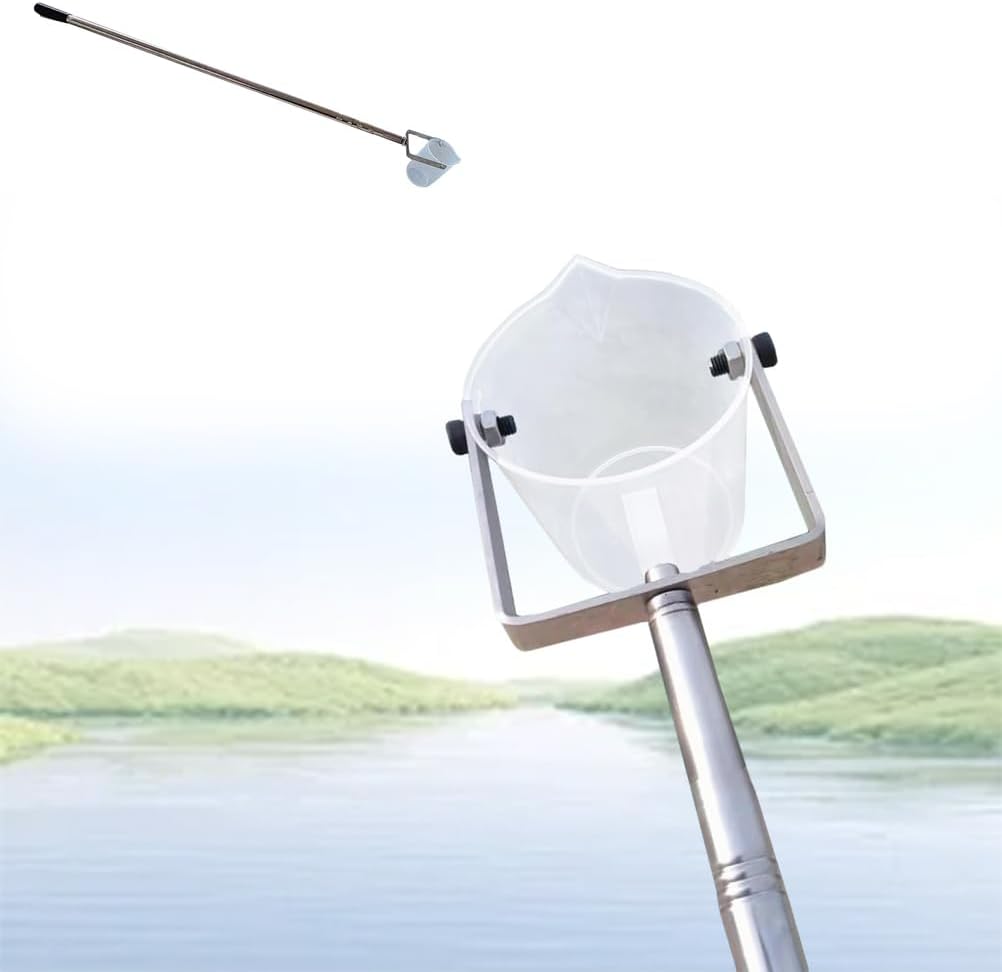 Telescopic Water Sampler 304 Stainless Steel Pendulum Beaker Sampling Ladle Vertical Swing Sampler Water Sampling Pole for Lake River Wellhead Reservoir,Metal 1000ml,0.65~1.5m