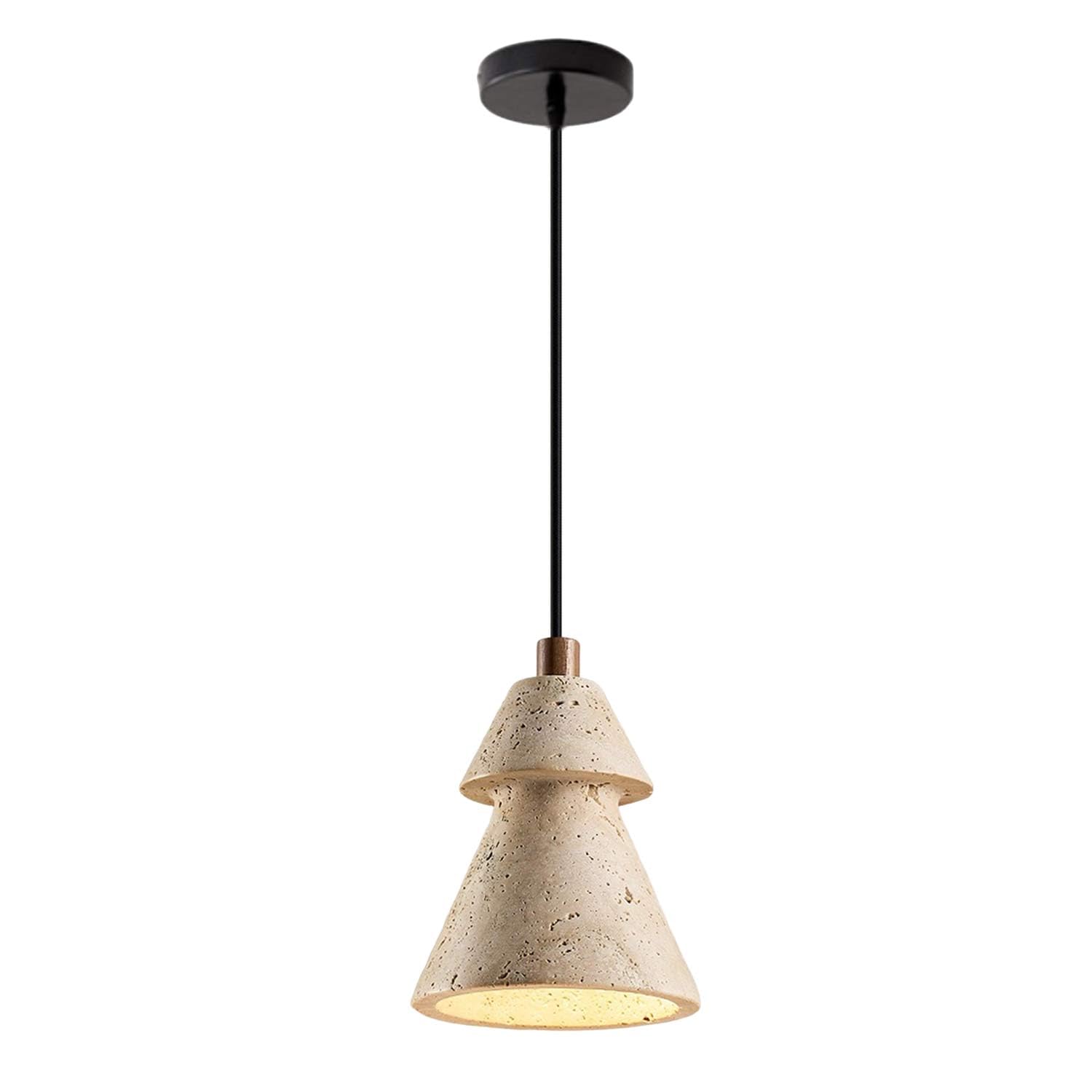 USMJQVZ Wabi Sabi Natural Stone And Wood Pendant Light 4.7in Mini Yellow Travertine Hanging Pendant Lamp,Modern Vintage Rustic Minimalist Fixture For Bedroom, Dining Room, Kitchen Island, Cafe
