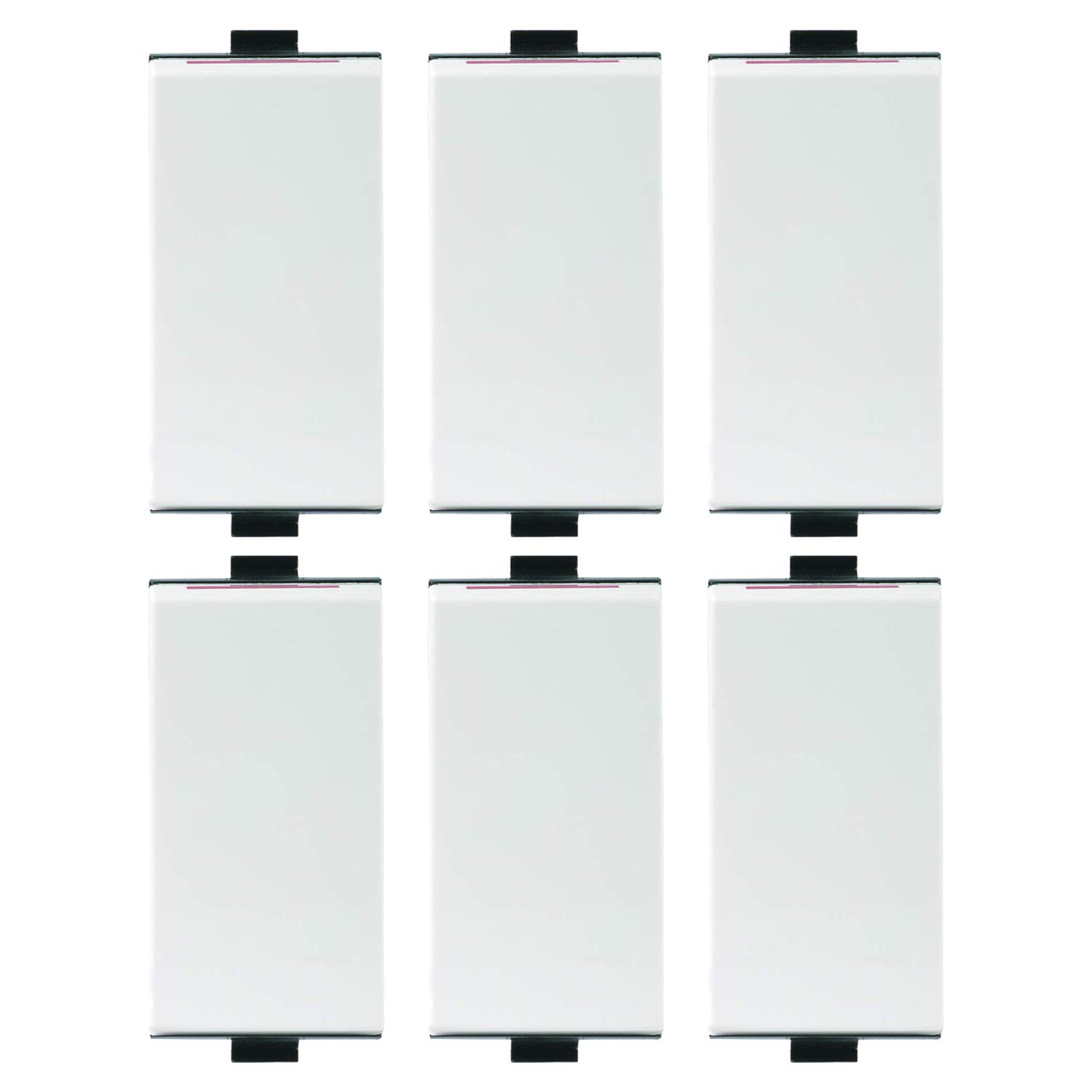 Anchor by Panasonic Roma Plus Modular Polycarbonate 1m 10A/16A One-Way Switch (White, Pack of 6)