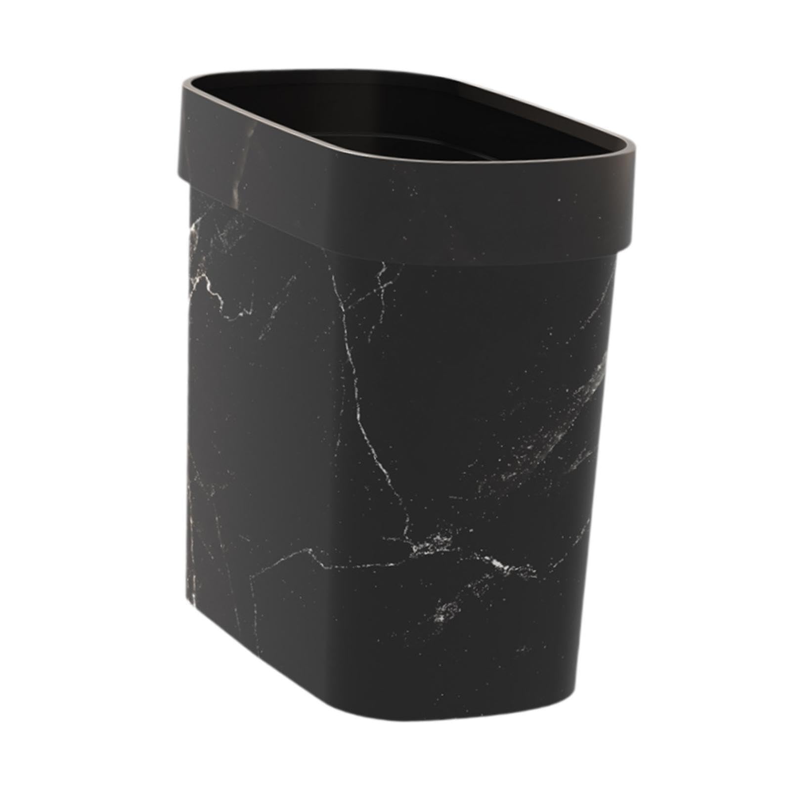 misppro Poubelle carrée en marbre pour cuisine, salle de bain, bureau, poubelle noire sans couvercle, design peu encombrant