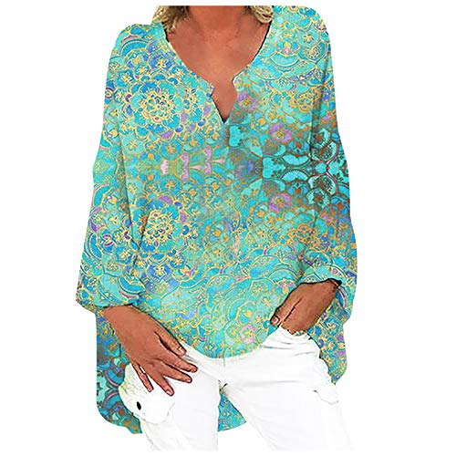 Leinenbluse Damen Sommer Tunika V-Ausschnitt Große Größen Blusenshirt...