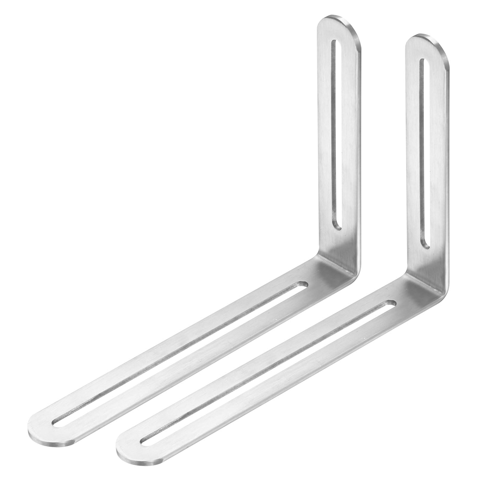 PATIKIL 120x165mm Adjustable L-Shape Corner Brace with Slot,, 2Pcs 90 Degree Stainless Steel Bracket Slidable Slotted Joint Furniture Corner Brace for Wood Chair Bookshelf Board, Silver