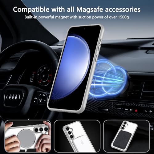 Image of OWKEY Design for Galaxy S23 FE Case 6.4'', Magnetic Galaxy S23 FE Case for Magsafe with Screen Protector [Military-Grade Protection] Shockproof Phone Cover Slim Protective Bumper for S23 FE 5G, Gray