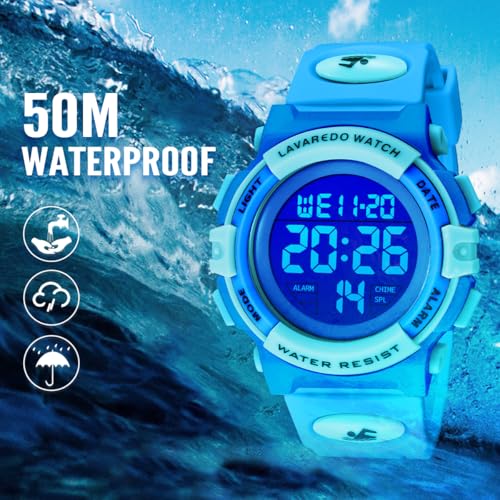 Image of Kids Watch,Boys Watch for 3-15 Year Old Boys,Digital Sport Outdoor Multifunctional Chronograph LED 50 M Waterproof Alarm Calendar Analog Watch for Children with Silicone Band,Kids Gift