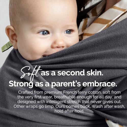 Image of Boba Baby Wrap Carrier - Original Baby Sling Carrier for Newborns (7-35 lbs), Soft, Secure, Hands-Free & Ergonomic, Ideal for Comfortable Bonding, New Parents (Organic Dark Grey)