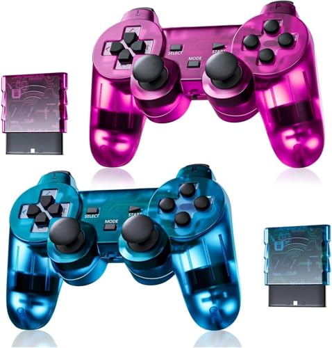 AUFGLO Retro Mando inalámbrico clásico para P-s2/DS2/PC (Púrpura+Azul)