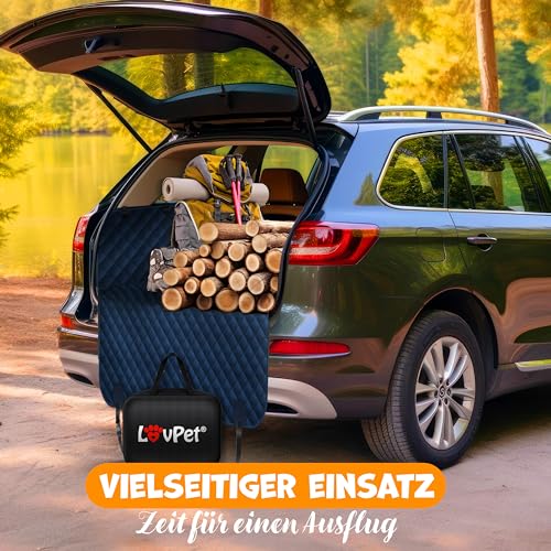 Lovpet® 2in1 Hundedecke für Auto Rückbank & Kofferraum mit Seitenschutz und Sichtfenster Kofferraumschutz - Wasserabweisende Hunde Autoschondecke Universal Autodecke Rücksitz Inkl. Zubehör, Navyblau