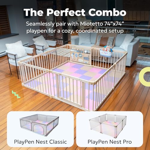 Image of MioTetto Soft Non-Toxic Foam Baby Play Mat | Colourful Puzzle Play Mat | Floor Mats with 36 Squares for Kids and Babies | EVA Foam Interlocking Tiles, Pink Purple Beige, 36