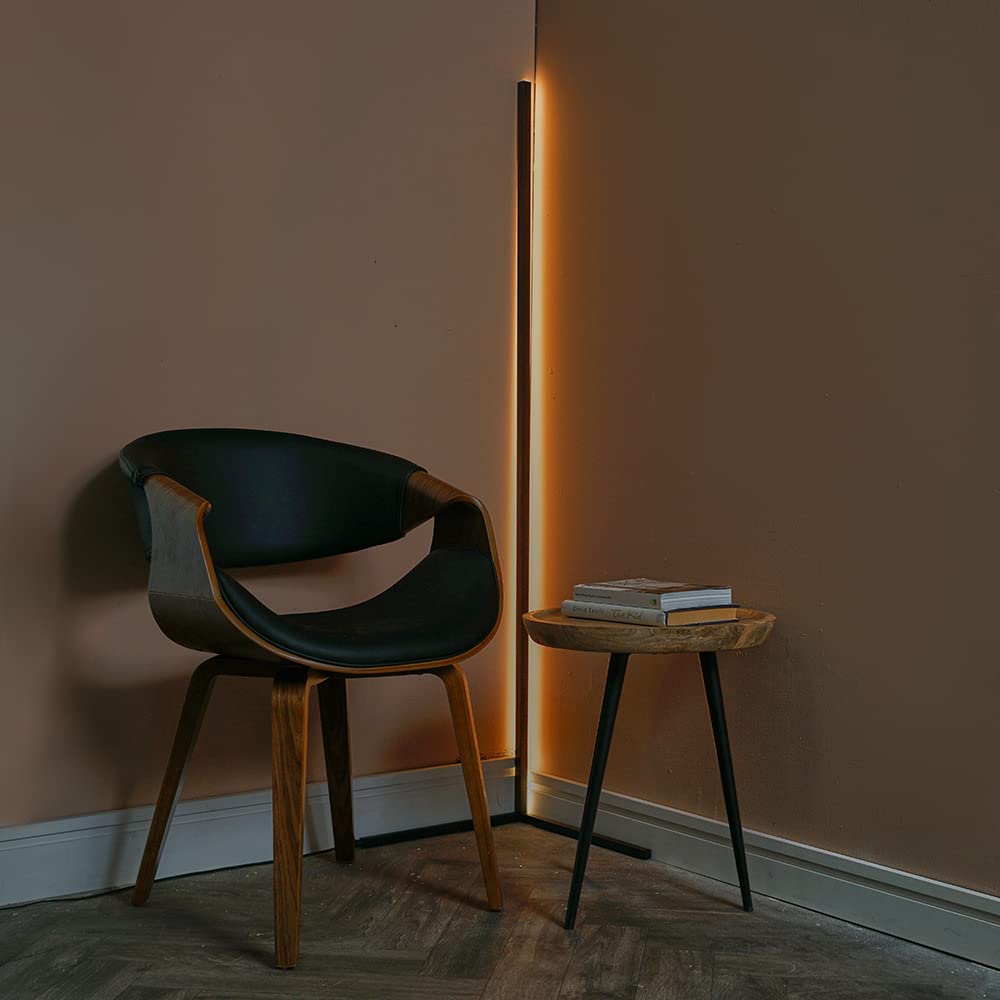 Minisun Black | Modern 25W Led Tri-Bar Corner Floor Lamp | Floor Lamps & Torchieres, Home Décor & Improvement Essential | 3000K Warm White
