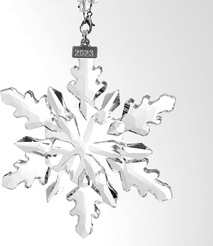XIANGBAN Edición anual 2023 Adorno de cristal, colección de adornos navideños de copo de nieve de cristal transparente (2023-transparente)