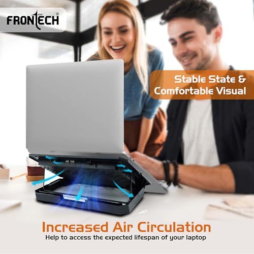 Frontech Adjustable Height Cooling Pad with 2 x 120mm LED Fans for up to 15.6" Laptops - Silent USB-Powered Laptop Cooler - Image 6