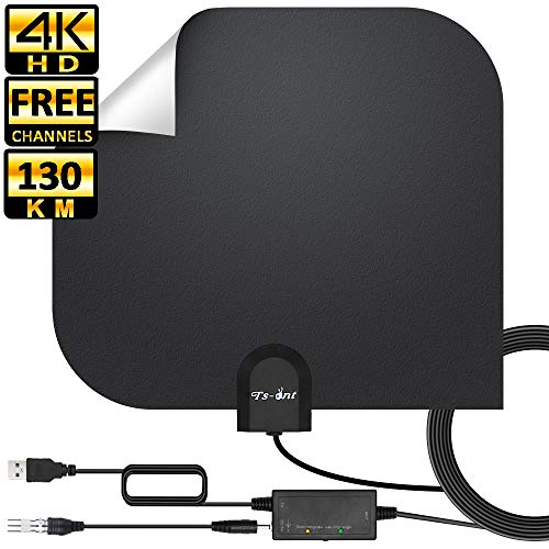Antena de TV, Antena de TV Digital HD para Interiores, Antena de TV de Alcance de 130KM con Amplificador de Señal,Gratuita con Cable Coaxial de 5M, 4K 1080P, Antena de TV más Potente (Estilo-2)