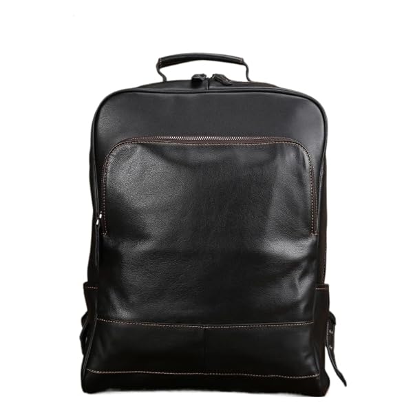Genuin Leather Backpack Brown Genuine Leather Backpack for Men 15.6 Inch Laptop Commuter Travel Gifts for Men (Black)